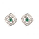 art deco emerald and diamond stud earrings