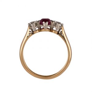 Gold & Platinum Ruby & Diamond 'Trilogy' Style Ring