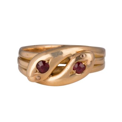 18ct rose gold double serpent ring ch 1899