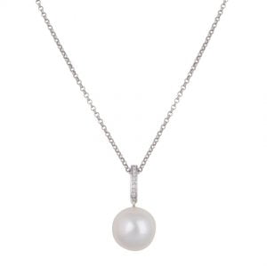 white gold & diamond south sea pearl pendant