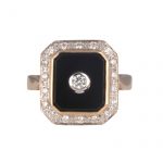 rectangular onyx and diamond art deco style ring