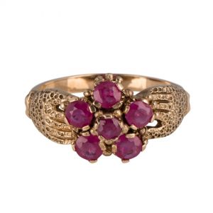 9ct Yellow Gold Ruby Claddagh Ring