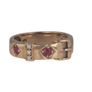 9ct Ruby and Diamond Buckle Ring