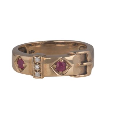 9ct Ruby and Diamond Buckle Ring
