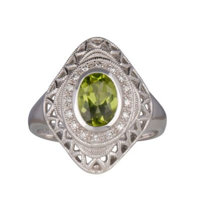 Art Deco Style Diamond Peridot Ring