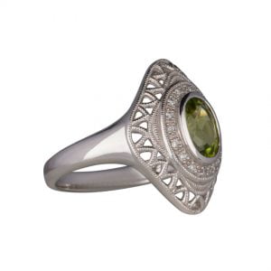 Art Deco Style Diamond Peridot Ring