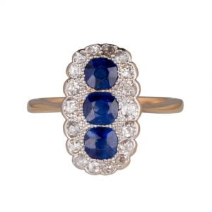 Handmade Victorian Sapphire & Diamond Ring