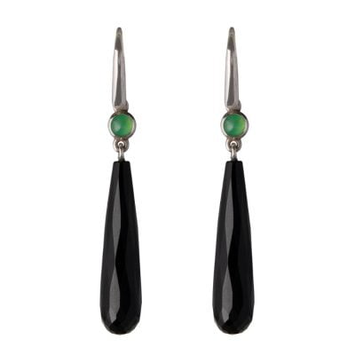 onyx & chrysoprase earrings
