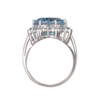 Large Oval Bright Blue Topaz Ring