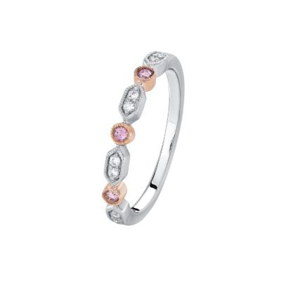 Pink & White Diamond Stacker Ring