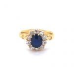 Victorian 18ct Yellow Gold Sapphire & Diamond Cluster Ring