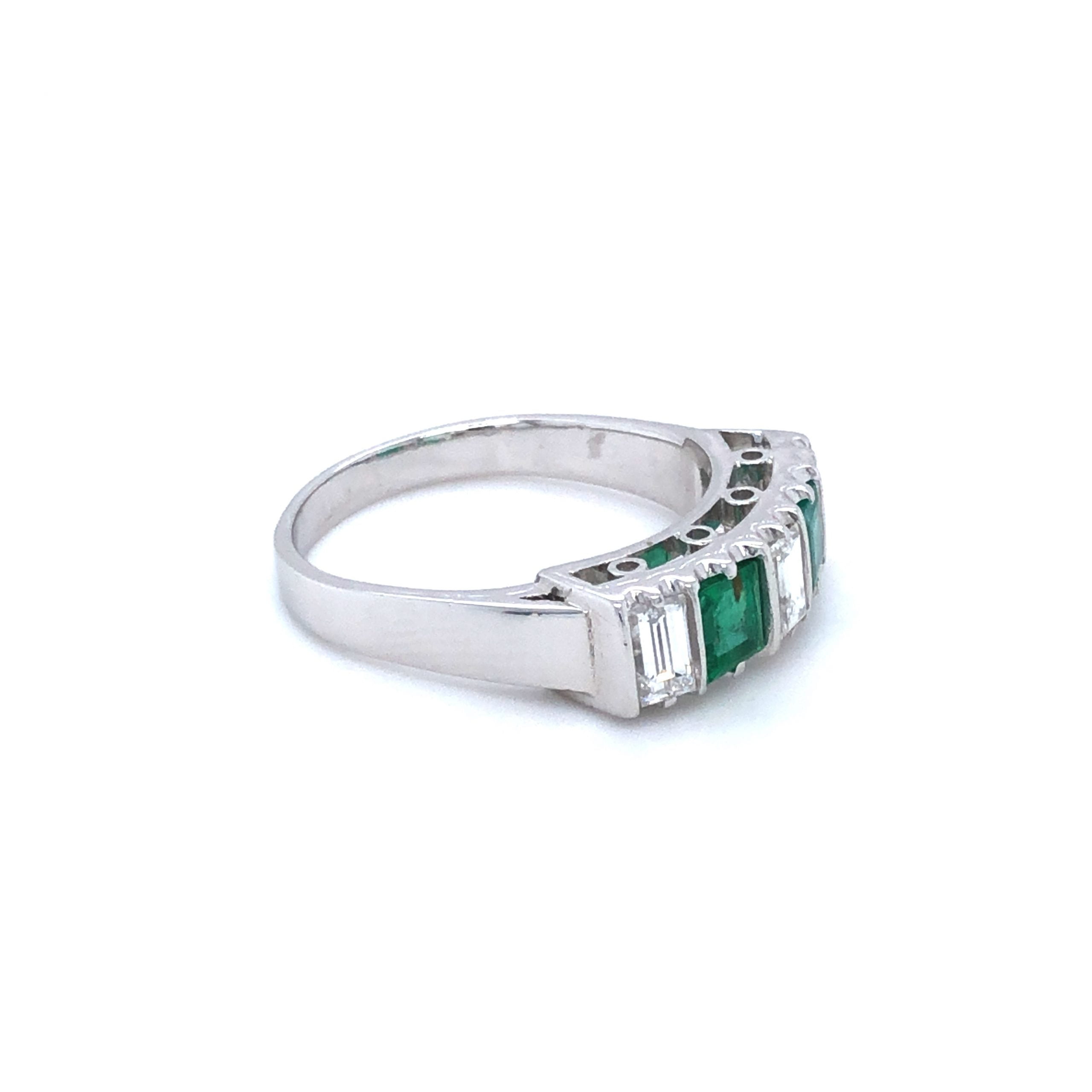 Platinum 2 Emerald & 3 Diamond Ring - Avenue J Jewellery, Antique ...