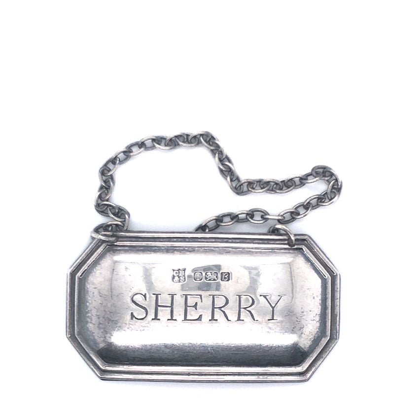 Sterling Silver Sherry Decanter Label Hallmarked CB&S Sheffield 1976 ...