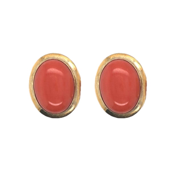 Victorian 18ct Yellow Gold Oval Coral Earrings - Avenue J Jewellery ...