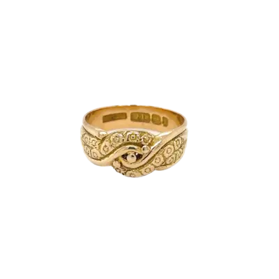 Victorian 18ct Rose Gold Knot Ring With Floral Engraving c1898