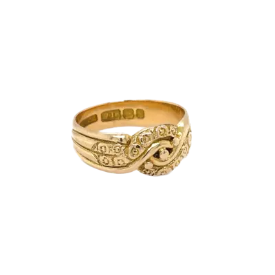 Victorian 18ct Rose Gold Knot Ring With Floral Engraving c1898 - Image 3