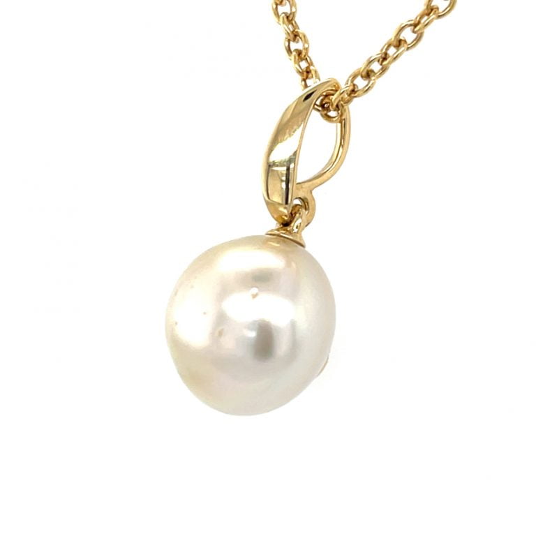 18ct Yellow Gold Cream 13mm Creamish White South Sea Pearl Drop Pendant ...