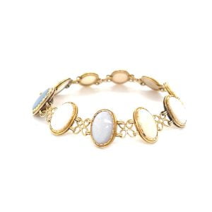 18ct Yellow Gold Bracelet Set of 10 Solid Cabochon Opals