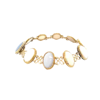 Yellow Gold Bracelet with Solid Cabochon Opals