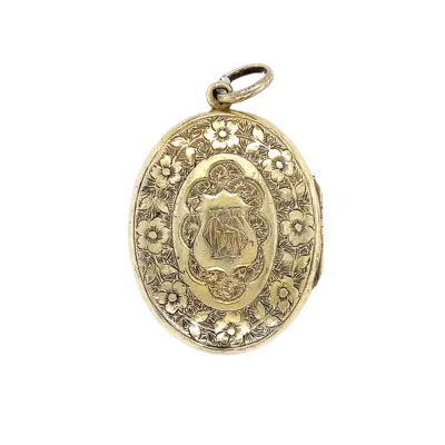 Gold Oval Floral Engraved Locket - Image 2