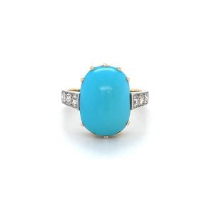 Art Deco Turquoise & Diamond Ring