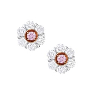18ct Pink Australian Argyle Diamond Daisy Earrings