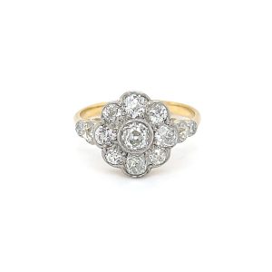Art Deco Handmade Diamond Daisy Cluster Ring
