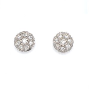 Art Deco Handmade Diamond Flower Cluster Earrings