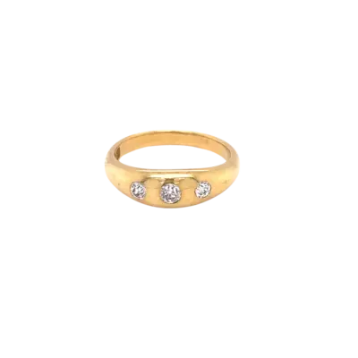Victorian 18ct Yellow Gold Trilogy OEC Diamond Ring
