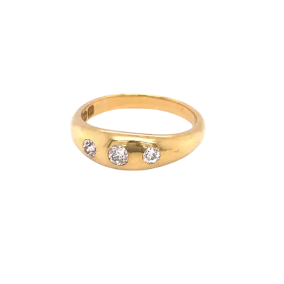 Victorian 18ct Yellow Gold Trilogy OEC Diamond Ring - Image 2