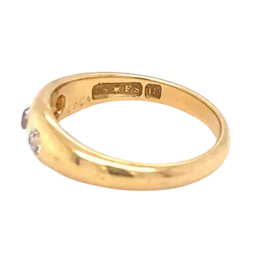 Victorian 18ct Yellow Gold Trilogy OEC Diamond Ring - Image 3