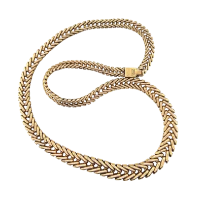 9ct Yellow Gold Herringbone link Graduated Necklace