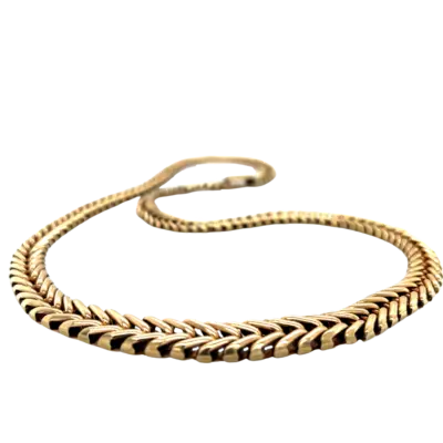9ct Yellow Gold Herringbone link Graduated Necklace - Image 2