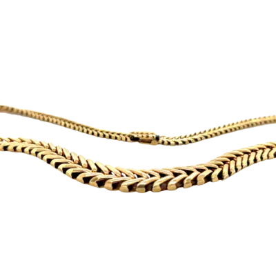 9ct Yellow Gold Herringbone link Graduated Necklace - Image 4