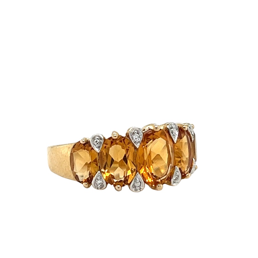 9ct Yellow Gold Citrine and Diamond Ring - Avenue J Jewellery, Antique ...