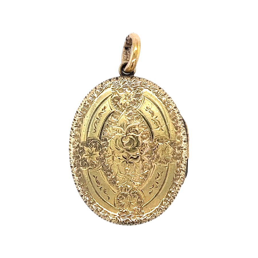 Victorian 15ct Yellow Gold Oval Engraved Locket C1860 - Avenue J ...