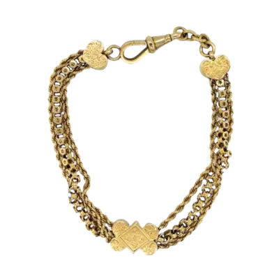 Victorian 9ct Yellow Gold Albertina/Leontine Bracelet