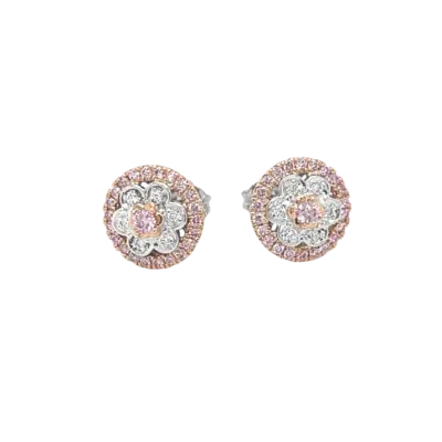 Australian Pink Diamond Cluster Earrings