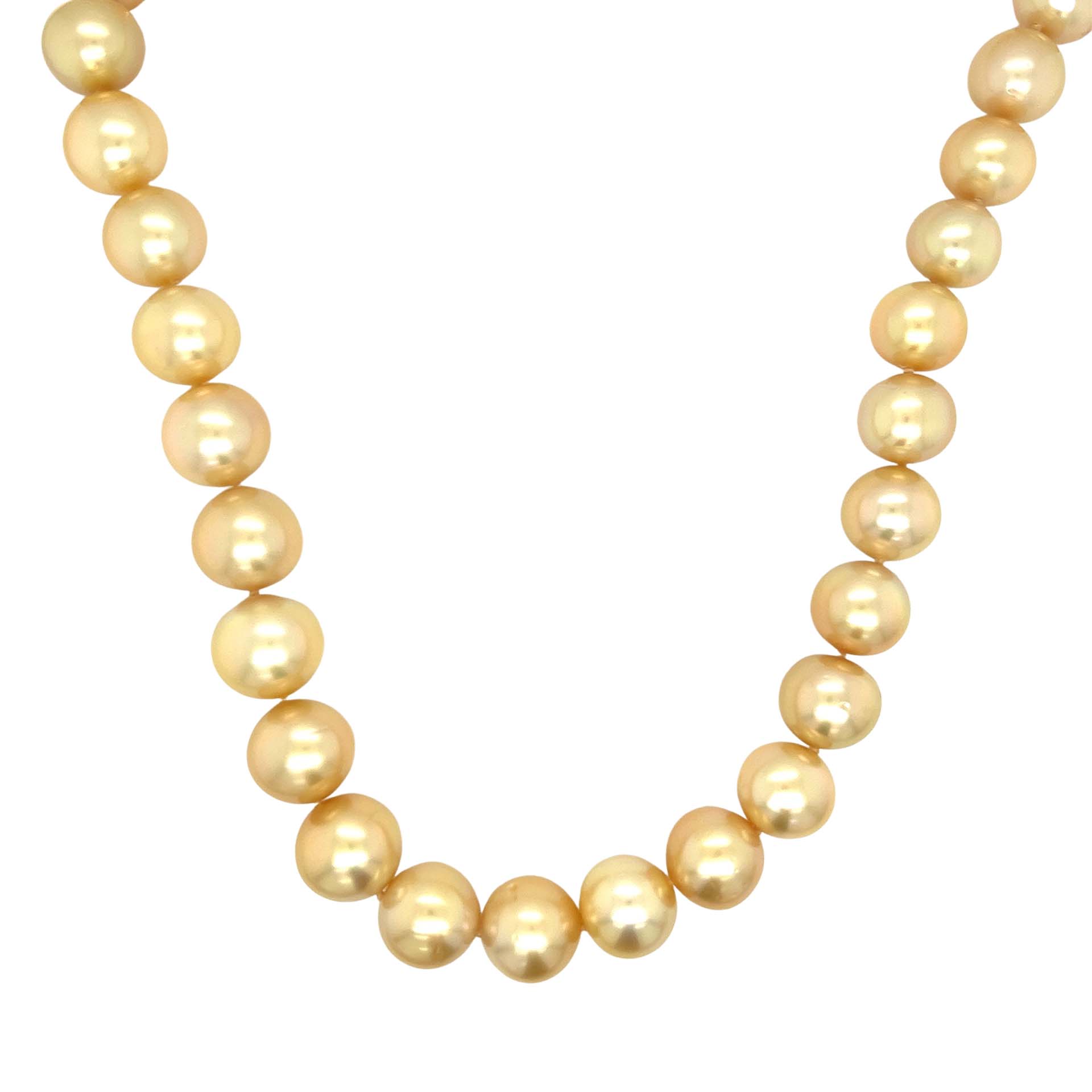 Autore South Sea Pearl 10-12mm High Button Gold Pearl Necklace With ...