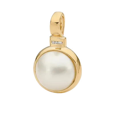 9ct Yellow Gold Mabe Pearl Enhancer with Diamonds