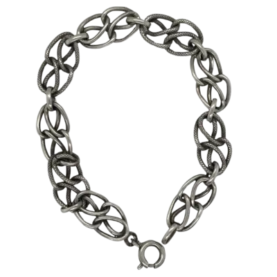 Victorian French Unique Silver Knot Link Bracelet