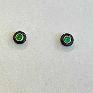 Emerald and Onyx stud earrings
