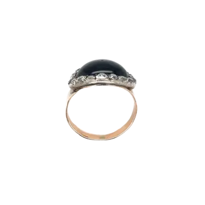 12ct Gold Georgian Cabochon Garnet and Diamond Ring - Image 4