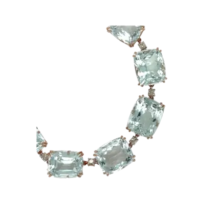 14ct Rose Gold Aquamarine and Diamond Bracelet - Image 3
