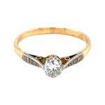 Art Deco 18ct yellow and white gold Diamond solitaire ring