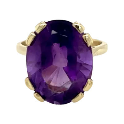 9ct Yellow Gold Amethyst Cocktail Ring