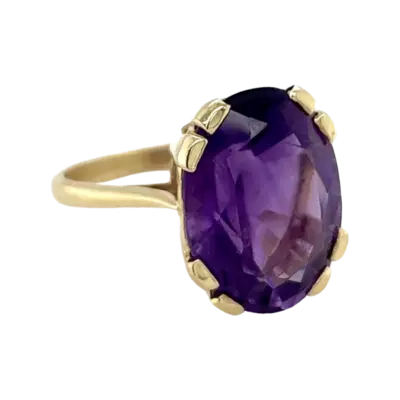 9ct Yellow Gold Amethyst Cocktail Ring - Image 3