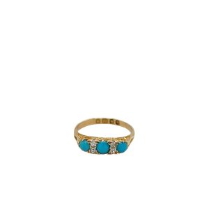Turquoise & Diamond Victorian Ring