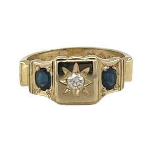 Oval Sapphire & Diamond Gyspy style ring