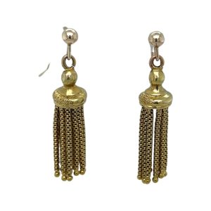 Victorian 15ct yellow gold tassel drop earrings